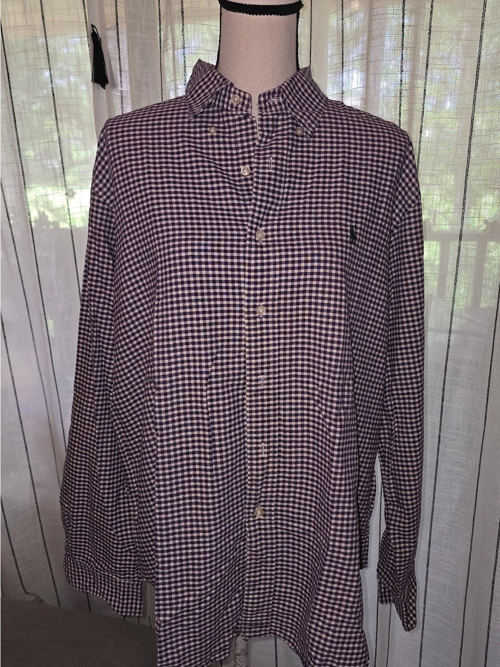 Ralph Lauren Purple & White Gingham Long-Sleeve Button-Down Shirt